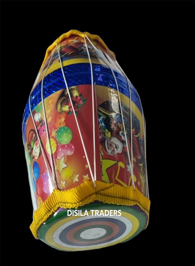 DISILA TRADERS Mini Dholak for Kids | Beautifully Designed Musical Drum Toy for Babies and Toddlers | Colorful & Durable Hand Drum for Early Learning, Rhythm Training & Fun Play (Multicolor & Designs) - Image 3